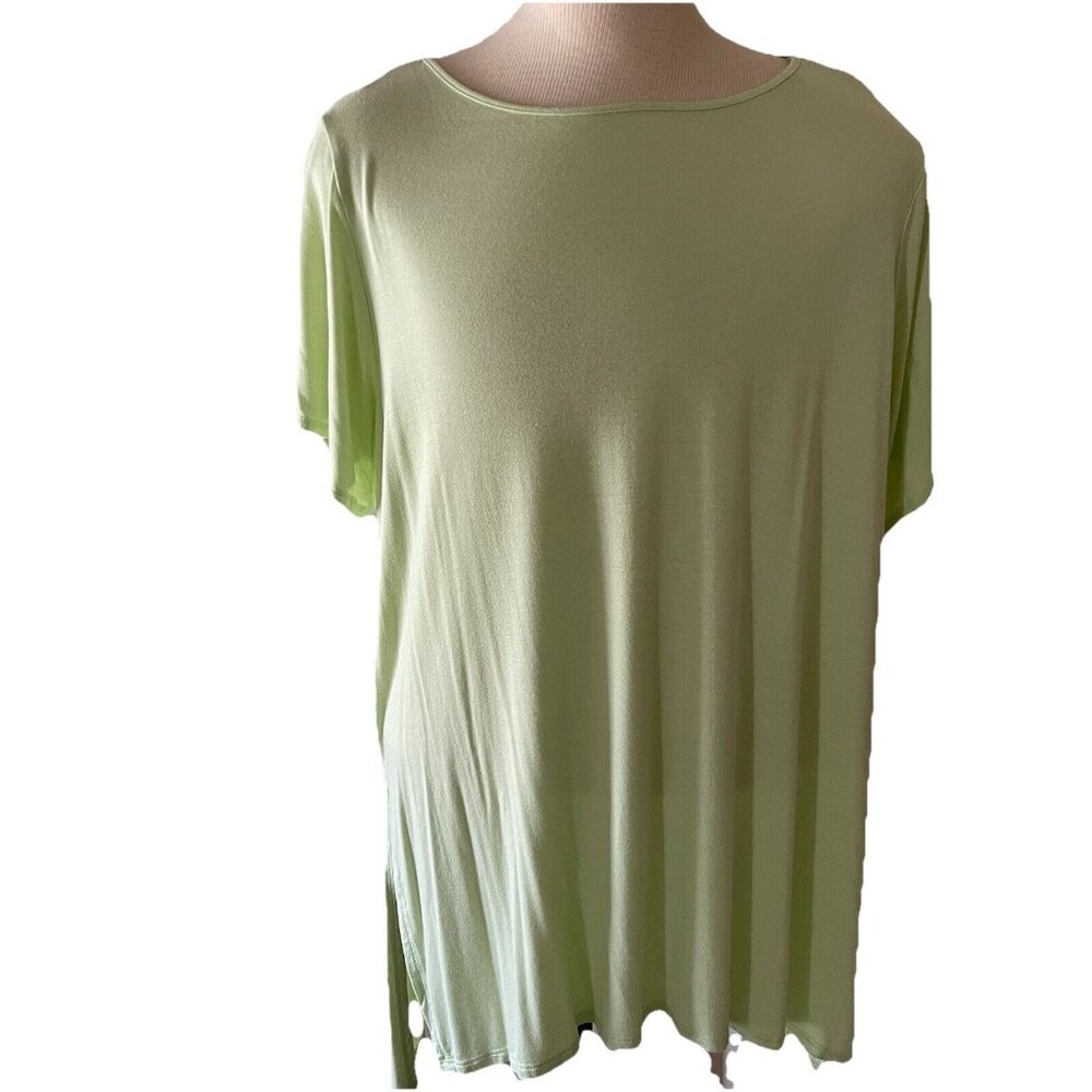 Philosophy Tunic Top Womens 3X Green Plus Side Slits Viscose Spandex